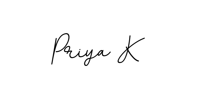 Design your own signature with our free online signature maker. With this signature software, you can create a handwritten (BallpointsItalic-DORy9) signature for name Priya K. Priya K signature style 11 images and pictures png