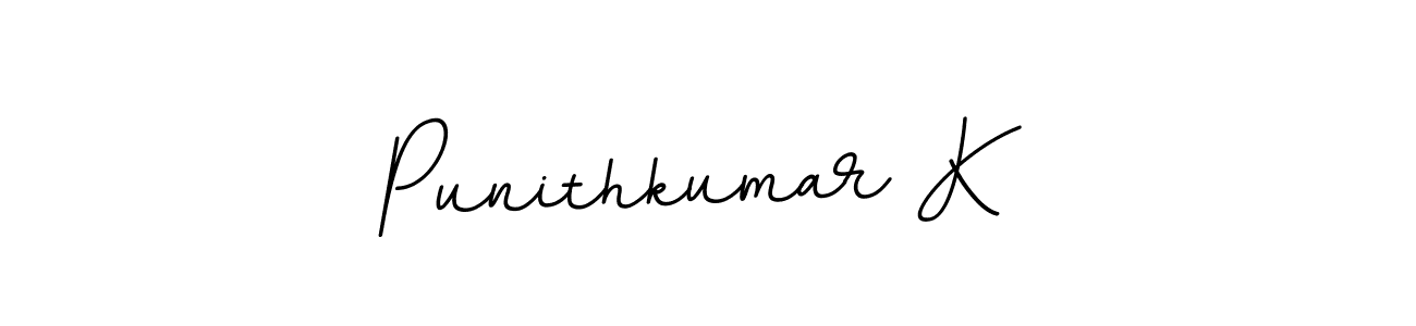 How to make Punithkumar K name signature. Use BallpointsItalic-DORy9 style for creating short signs online. This is the latest handwritten sign. Punithkumar K signature style 11 images and pictures png