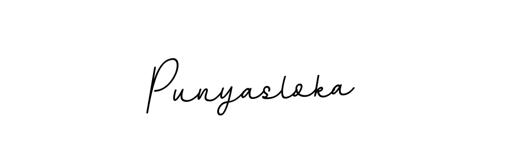 The best way (BallpointsItalic-DORy9) to make a short signature is to pick only two or three words in your name. The name Punyasloka include a total of six letters. For converting this name. Punyasloka signature style 11 images and pictures png
