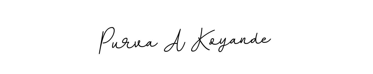 You should practise on your own different ways (BallpointsItalic-DORy9) to write your name (Purva A Koyande) in signature. don't let someone else do it for you. Purva A Koyande signature style 11 images and pictures png