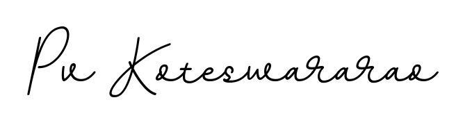 A timeless handwritten aesthetic for Pv Koteswararao. The BallpointsItalic-DORy9 font gives your signature a handcrafted feel with natural curves. Pv Koteswararao signature style 11 images and pictures png