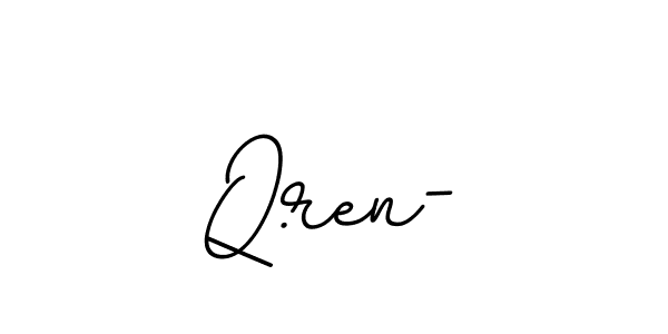 The best way (BallpointsItalic-DORy9) to make a short signature is to pick only two or three words in your name. The name Q.ren- include a total of six letters. For converting this name. Q.ren- signature style 11 images and pictures png
