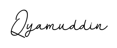 A timeless handwritten aesthetic for Qyamuddin. The BallpointsItalic-DORy9 font gives your signature a handcrafted feel with natural curves. Qyamuddin signature style 11 images and pictures png