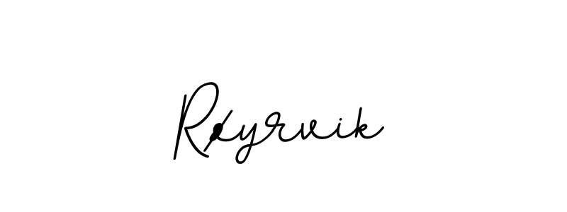 How to make Røyrvik name signature. Use BallpointsItalic-DORy9 style for creating short signs online. This is the latest handwritten sign. Røyrvik signature style 11 images and pictures png