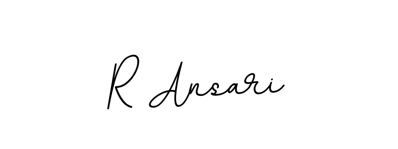 How to make R Ansari name signature. Use BallpointsItalic-DORy9 style for creating short signs online. This is the latest handwritten sign. R Ansari signature style 11 images and pictures png