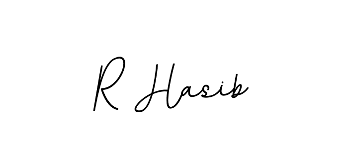 How to make R Hasib name signature. Use BallpointsItalic-DORy9 style for creating short signs online. This is the latest handwritten sign. R Hasib signature style 11 images and pictures png