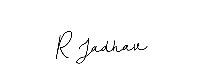 How to make R Jadhav name signature. Use BallpointsItalic-DORy9 style for creating short signs online. This is the latest handwritten sign. R Jadhav signature style 11 images and pictures png