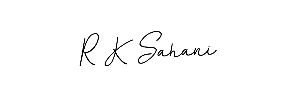The best way (BallpointsItalic-DORy9) to make a short signature is to pick only two or three words in your name. The name R K Sahani include a total of six letters. For converting this name. R K Sahani signature style 11 images and pictures png