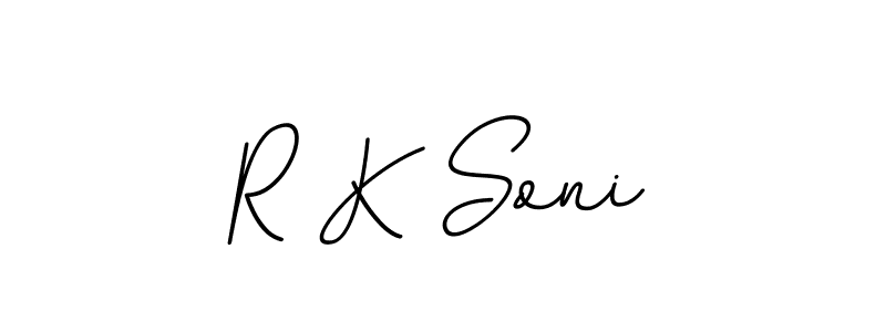 The best way (BallpointsItalic-DORy9) to make a short signature is to pick only two or three words in your name. The name R K Soni include a total of six letters. For converting this name. R K Soni signature style 11 images and pictures png