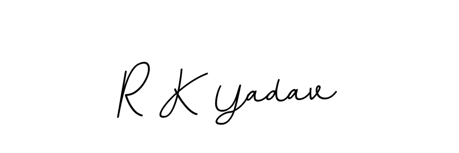How to make R K Yadav name signature. Use BallpointsItalic-DORy9 style for creating short signs online. This is the latest handwritten sign. R K Yadav signature style 11 images and pictures png