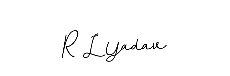 Use a signature maker to create a handwritten signature online. With this signature software, you can design (BallpointsItalic-DORy9) your own signature for name R L Yadav. R L Yadav signature style 11 images and pictures png