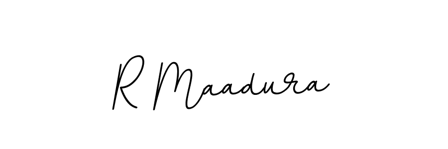 Design your own signature with our free online signature maker. With this signature software, you can create a handwritten (BallpointsItalic-DORy9) signature for name R Maadura. R Maadura signature style 11 images and pictures png