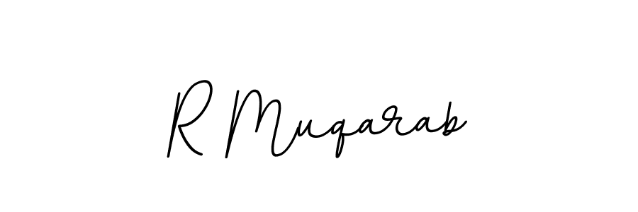 How to make R Muqarab name signature. Use BallpointsItalic-DORy9 style for creating short signs online. This is the latest handwritten sign. R Muqarab signature style 11 images and pictures png