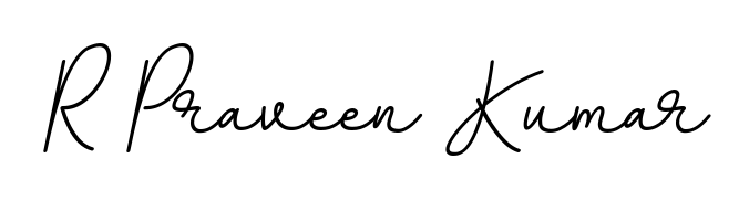 The BallpointsItalic-DORy9 font gives name R Praveen Kumar a signature that looks effortless yet distinguished. Download high-res PNG instantly. R Praveen Kumar signature style 11 images and pictures png