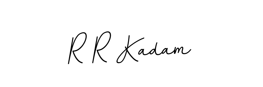 How to make R R Kadam name signature. Use BallpointsItalic-DORy9 style for creating short signs online. This is the latest handwritten sign. R R Kadam signature style 11 images and pictures png