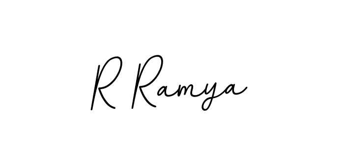 Use a signature maker to create a handwritten signature online. With this signature software, you can design (BallpointsItalic-DORy9) your own signature for name R Ramya. R Ramya signature style 11 images and pictures png