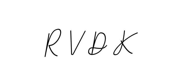 The best way (BallpointsItalic-DORy9) to make a short signature is to pick only two or three words in your name. The name R V D K include a total of six letters. For converting this name. R V D K signature style 11 images and pictures png