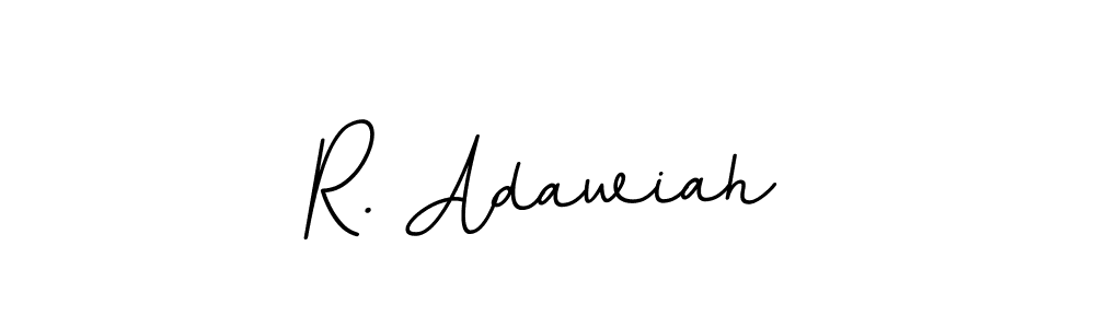 How to make R. Adawiah name signature. Use BallpointsItalic-DORy9 style for creating short signs online. This is the latest handwritten sign. R. Adawiah signature style 11 images and pictures png