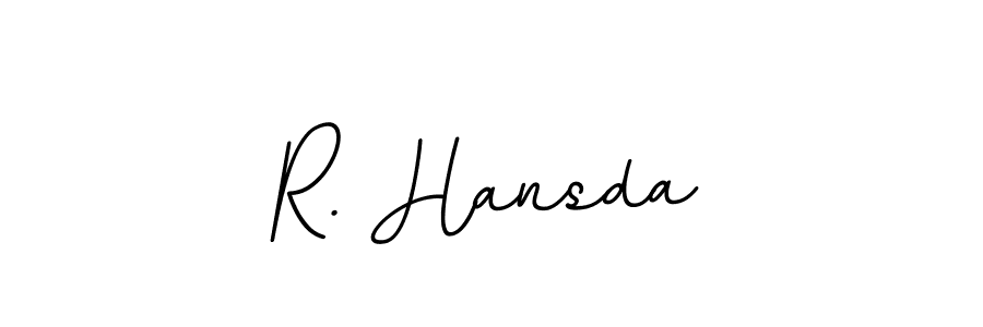 The best way (BallpointsItalic-DORy9) to make a short signature is to pick only two or three words in your name. The name R. Hansda include a total of six letters. For converting this name. R. Hansda signature style 11 images and pictures png