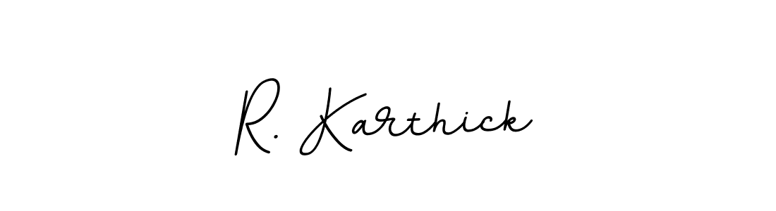 Design your own signature with our free online signature maker. With this signature software, you can create a handwritten (BallpointsItalic-DORy9) signature for name R. Karthick. R. Karthick signature style 11 images and pictures png