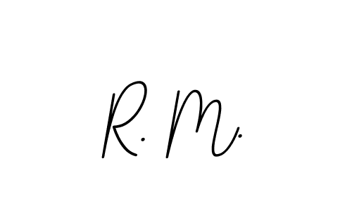 The best way (BallpointsItalic-DORy9) to make a short signature is to pick only two or three words in your name. The name R. M. include a total of six letters. For converting this name. R. M. signature style 11 images and pictures png