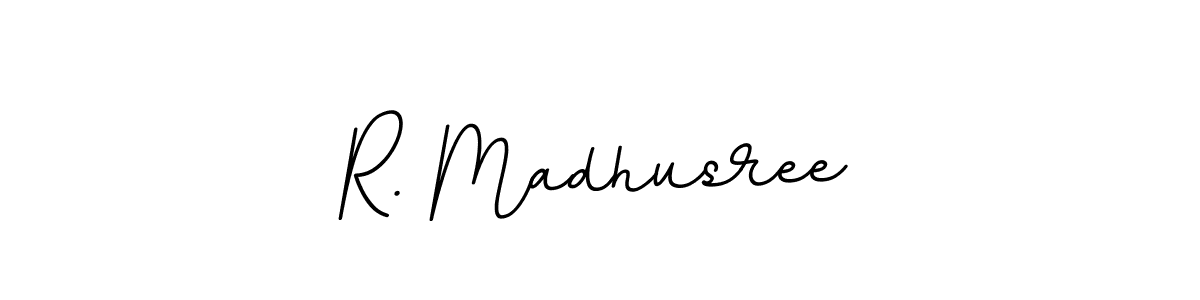 Design your own signature with our free online signature maker. With this signature software, you can create a handwritten (BallpointsItalic-DORy9) signature for name R. Madhusree. R. Madhusree signature style 11 images and pictures png