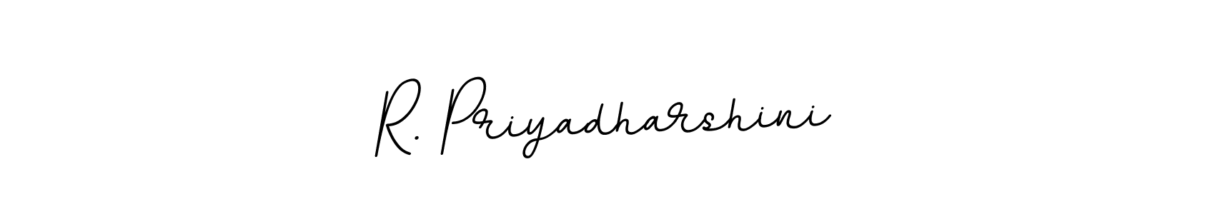 Use a signature maker to create a handwritten signature online. With this signature software, you can design (BallpointsItalic-DORy9) your own signature for name R. Priyadharshini. R. Priyadharshini signature style 11 images and pictures png