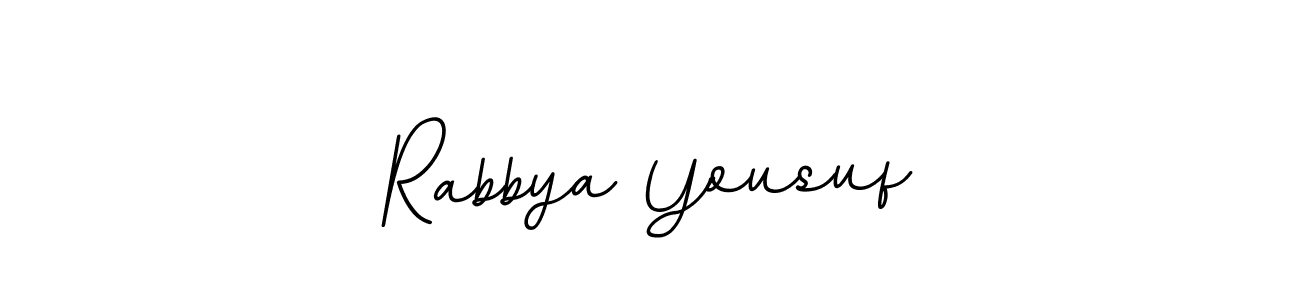 This is the best signature style for the Rabbya Yousuf name. Also you like these signature font (BallpointsItalic-DORy9). Mix name signature. Rabbya Yousuf signature style 11 images and pictures png