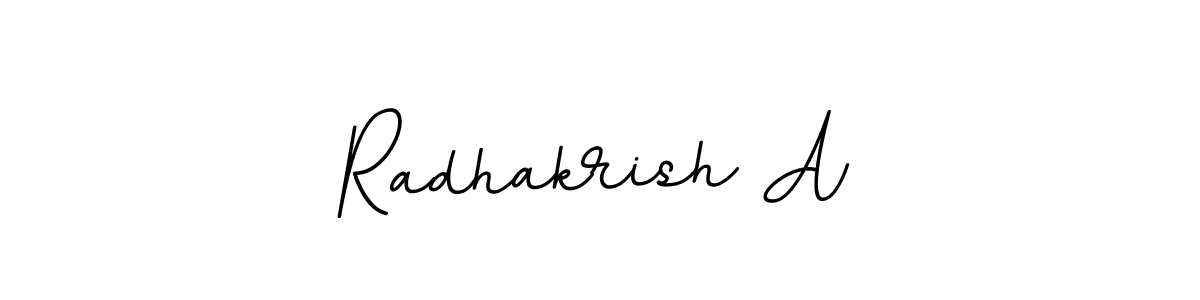 How to make Radhakrish A name signature. Use BallpointsItalic-DORy9 style for creating short signs online. This is the latest handwritten sign. Radhakrish A signature style 11 images and pictures png