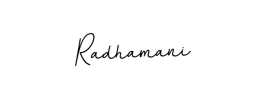 Use a signature maker to create a handwritten signature online. With this signature software, you can design (BallpointsItalic-DORy9) your own signature for name Radhamani. Radhamani signature style 11 images and pictures png