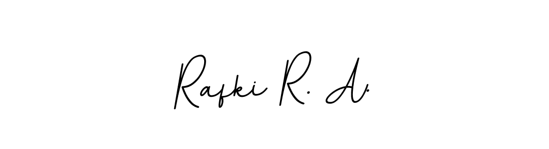 This is the best signature style for the Rafki R. A. name. Also you like these signature font (BallpointsItalic-DORy9). Mix name signature. Rafki R. A. signature style 11 images and pictures png