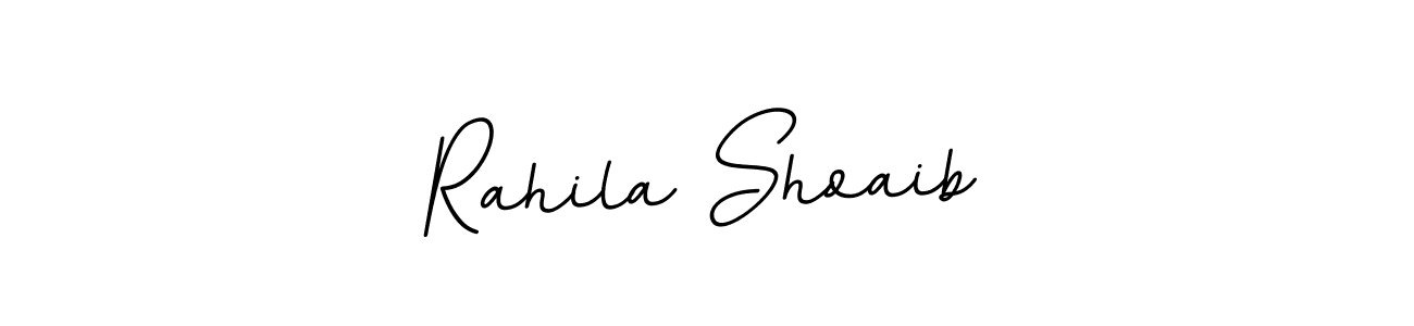 This is the best signature style for the Rahila Shoaib name. Also you like these signature font (BallpointsItalic-DORy9). Mix name signature. Rahila Shoaib signature style 11 images and pictures png