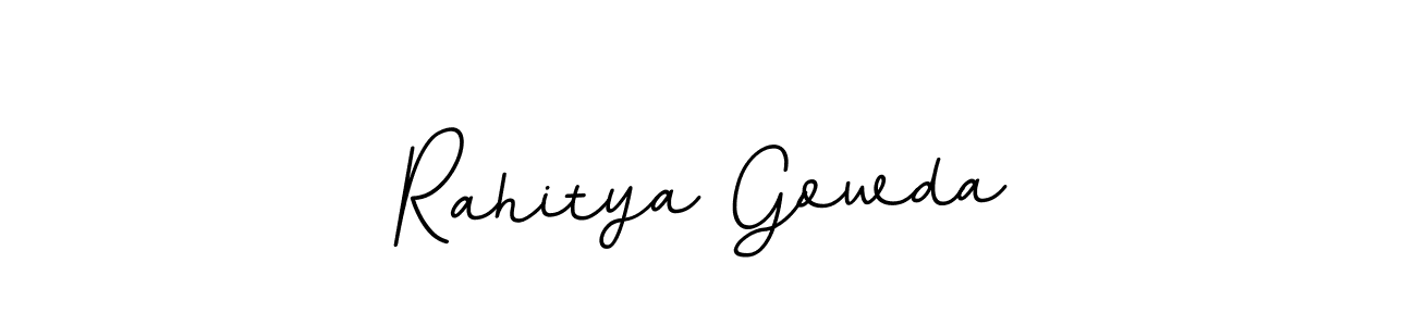 The best way (BallpointsItalic-DORy9) to make a short signature is to pick only two or three words in your name. The name Rahitya Gowda include a total of six letters. For converting this name. Rahitya Gowda signature style 11 images and pictures png