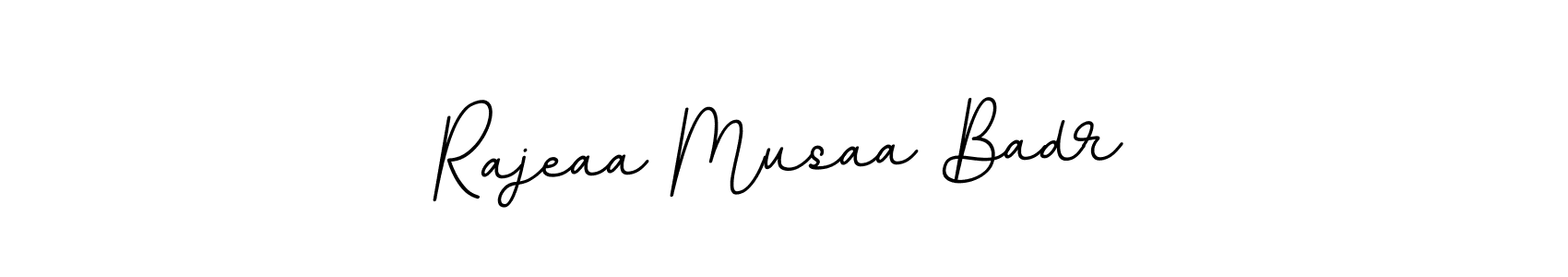 The best way (BallpointsItalic-DORy9) to make a short signature is to pick only two or three words in your name. The name Rajeaa Musaa Badr include a total of six letters. For converting this name. Rajeaa Musaa Badr signature style 11 images and pictures png