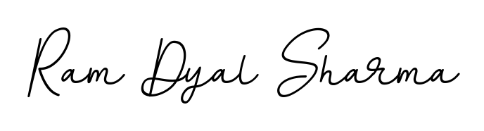 Looking for an artistic signature for Ram Dyal Sharma? The BallpointsItalic-DORy9 calligraphy style gives a sophisticated flow suitable for business cards and emails. Ram Dyal Sharma signature style 11 images and pictures png