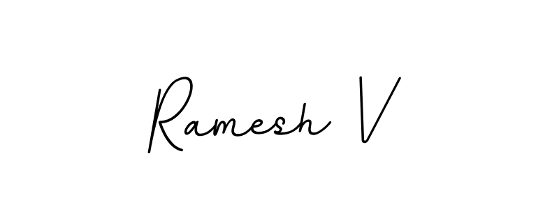 How to make Ramesh V name signature. Use BallpointsItalic-DORy9 style for creating short signs online. This is the latest handwritten sign. Ramesh V signature style 11 images and pictures png