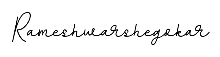 A dynamic signature style for Rameshwarshegokar using BallpointsItalic-DORy9 script. Designed to look authentic, handwritten, and professional. Rameshwarshegokar signature style 11 images and pictures png