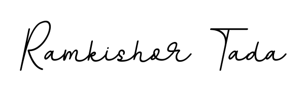 A classic penmanship look for Ramkishor Tada. The BallpointsItalic-DORy9 font brings timeless elegance and confidence to every signed document. Ramkishor Tada signature style 11 images and pictures png