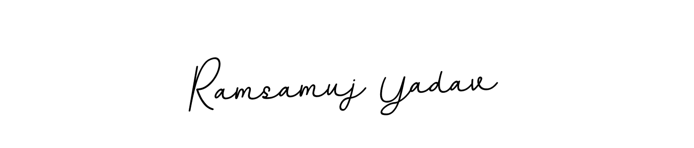 if you are searching for the best signature style for your name Ramsamuj Yadav. so please give up your signature search. here we have designed multiple signature styles  using BallpointsItalic-DORy9. Ramsamuj Yadav signature style 11 images and pictures png