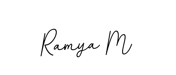 Use a signature maker to create a handwritten signature online. With this signature software, you can design (BallpointsItalic-DORy9) your own signature for name Ramya M. Ramya M signature style 11 images and pictures png