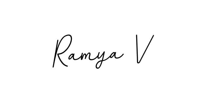 How to make Ramya V name signature. Use BallpointsItalic-DORy9 style for creating short signs online. This is the latest handwritten sign. Ramya V signature style 11 images and pictures png