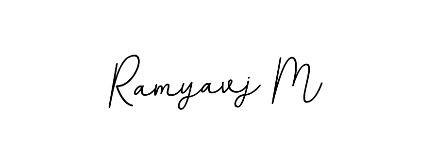 Design your own signature with our free online signature maker. With this signature software, you can create a handwritten (BallpointsItalic-DORy9) signature for name Ramyavj M. Ramyavj M signature style 11 images and pictures png