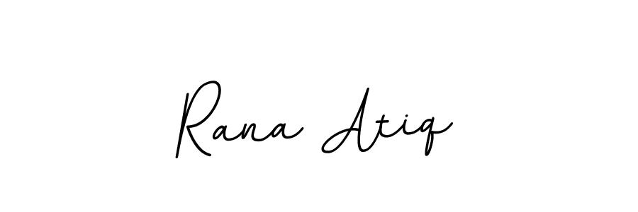 How to make Rana Atiq name signature. Use BallpointsItalic-DORy9 style for creating short signs online. This is the latest handwritten sign. Rana Atiq signature style 11 images and pictures png