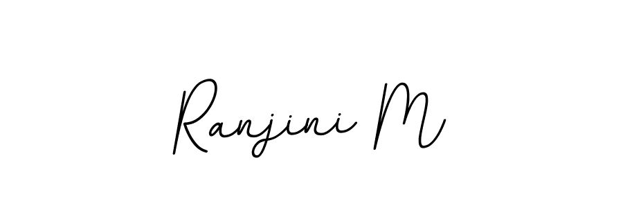 The best way (BallpointsItalic-DORy9) to make a short signature is to pick only two or three words in your name. The name Ranjini M include a total of six letters. For converting this name. Ranjini M signature style 11 images and pictures png