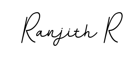 The BallpointsItalic-DORy9 handwriting style adds charm and authenticity to name Ranjith R. A wonderful choice for personal thank-you notes. Ranjith R signature style 11 images and pictures png