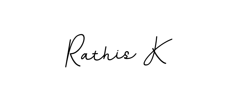 The best way (BallpointsItalic-DORy9) to make a short signature is to pick only two or three words in your name. The name Rathis K include a total of six letters. For converting this name. Rathis K signature style 11 images and pictures png