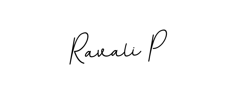 How to make Ravali P name signature. Use BallpointsItalic-DORy9 style for creating short signs online. This is the latest handwritten sign. Ravali P signature style 11 images and pictures png