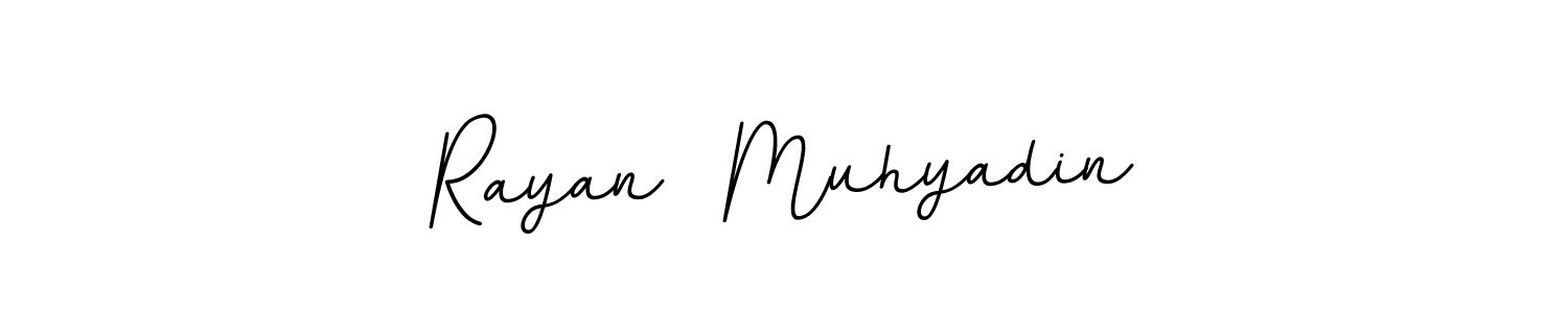 This is the best signature style for the Rayan  Muhyadin name. Also you like these signature font (BallpointsItalic-DORy9). Mix name signature. Rayan  Muhyadin signature style 11 images and pictures png