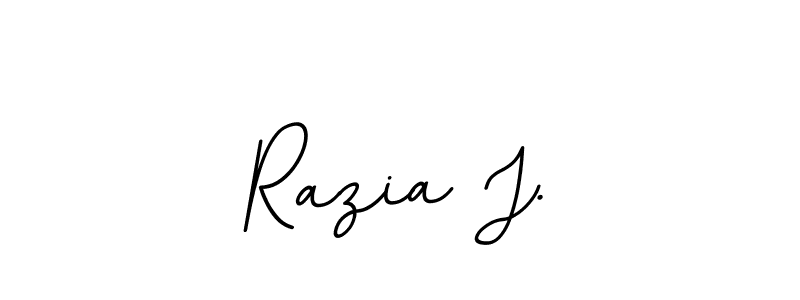 How to make Razia J. name signature. Use BallpointsItalic-DORy9 style for creating short signs online. This is the latest handwritten sign. Razia J. signature style 11 images and pictures png