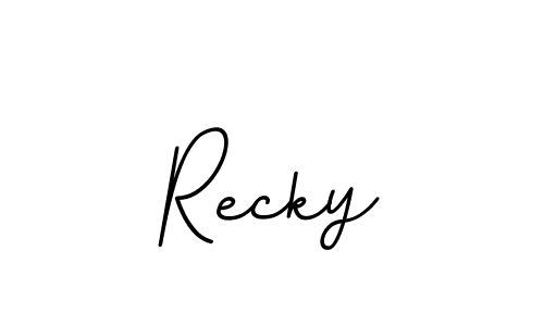 Make a beautiful signature design for name Recky. With this signature (BallpointsItalic-DORy9) style, you can create a handwritten signature for free. Recky signature style 11 images and pictures png
